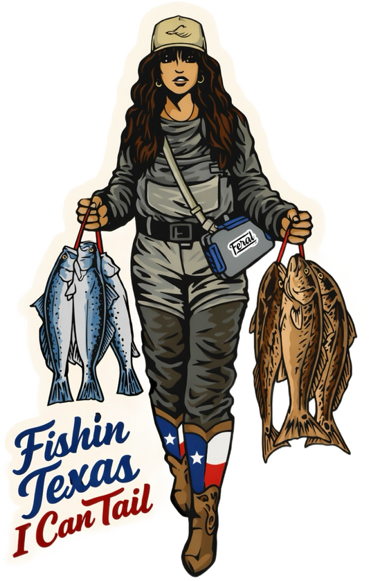 “Fishin Texas I can Tail” decal